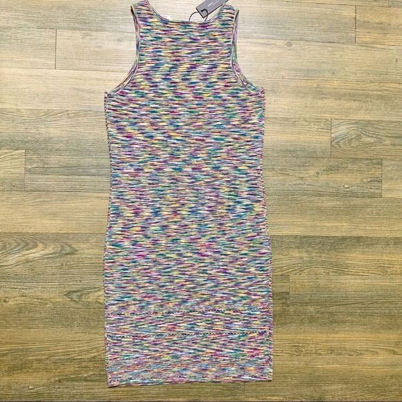 NWT Romeo & Juliet Missoni Color Green Pink Yellow Stretch Body Con Tank Dress S - Picture 8 of 8